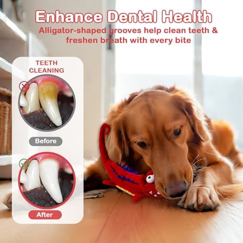 Tough Dog Toys Indestructible, Stuffed Chew Large Dog Toys to Keep Them Busy, Interactive Squeaky Tug of War Doggie Toy, Chew Guard Technology