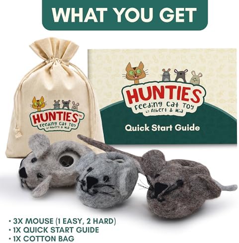 Hunties™ Cat Treat Puzzle Dispenser Toy with 3 Wool Mice