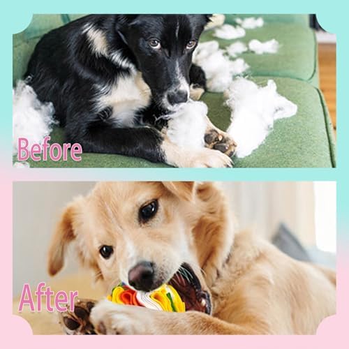 Dog Snuffle Ball, Dog Treat Toys Interactive Sniff Ball, Dog Enrichment Snuffle Ball Dog Puzzle Feeder for Exercise,Sniff Training& Slow Feeding (Orange White Mix, 15cm)