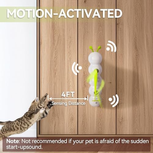 AFP Interactive Cat Toy, Automatic Furry Tail Teaser Toy with Motion Sensor, Electric Cat Toy, USB Rechargeable, Self Play Cat Feather Toy for Indoor Cats, Suction Cup for Stable Play, 1 Replacement