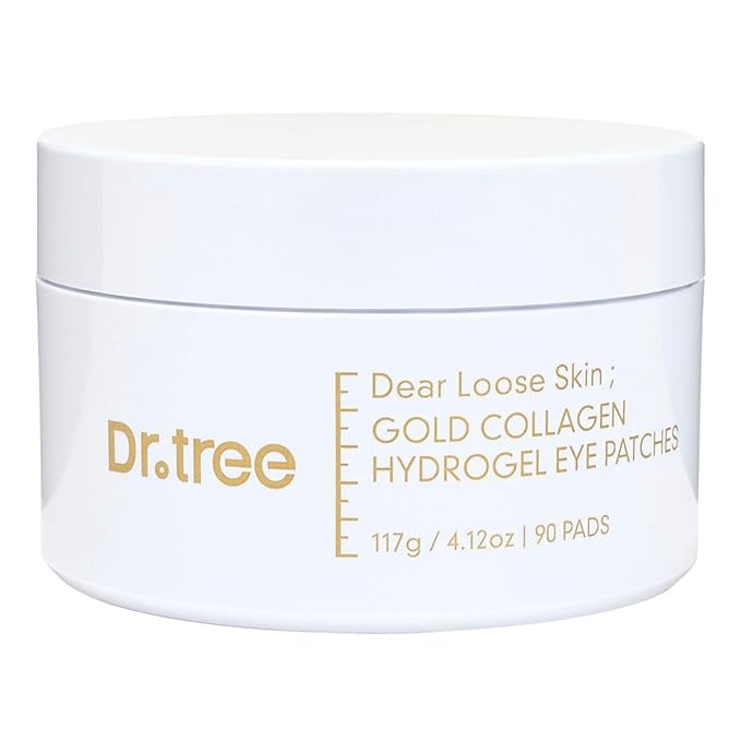 Dr. Tree 24kt Gold Collagen Hydrogel Eye Patches, with Niacinamide and Hyaluronic Acid – Hydrating Under Eye Patches For Dark Circles, Fine Lines & Puffiness - 117g / 4.12 oz (90 Pads)