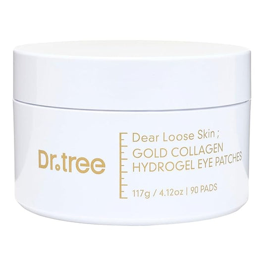 Dr. Tree 24kt Gold Collagen Hydrogel Eye Patches, with Niacinamide and Hyaluronic Acid – Hydrating Under Eye Patches For Dark Circles, Fine Lines & Puffiness - 117g / 4.12 oz (90 Pads)