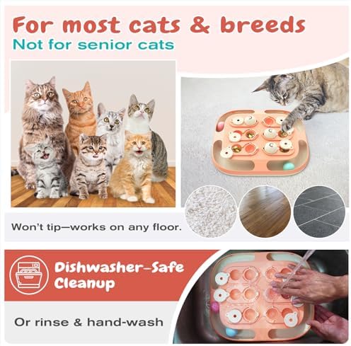 KADTC 2-in-1 Cat Puzzle Toy & Track Balls, Interactive Slow Feeder for Cats
