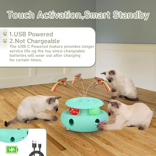 3-in-1 Interactive Cat Toys for Indoor Cats, Blue