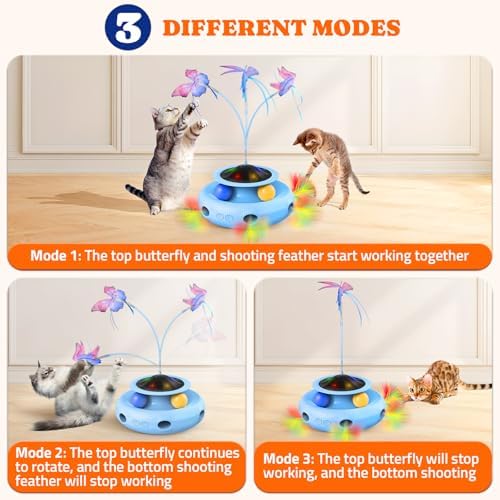 Pawtners Cat Toys, Automatic Interactive Kitten Toys for Indoor Cats, Blue