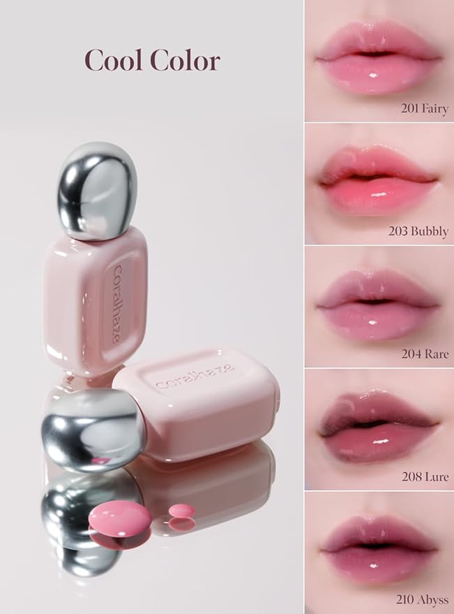 Dew Drop Tint #203 Bubbly 4.5g, Glossy, Lightweight Lip Stain, Glass-Like, High Shine, Moisturizing Lip Oil, Long Lasting Color, Hydrating Gloss, Dewy Finish, Korean Beauty Makeup