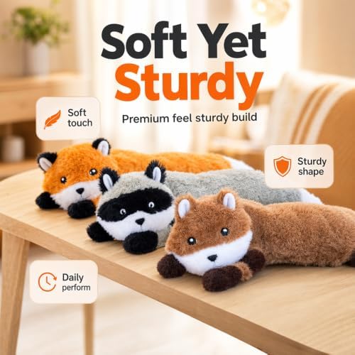 Durable Squeaky Dog Toys for Aggressive Chewers, Indestructible Stuffed Dog Toy for Small Medium Large Dogs, Interactive Chew Teething Puppy Toy for Indoor Outdoor Play (Orange)