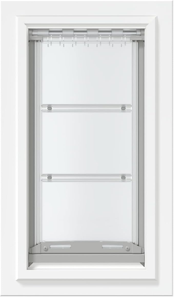 Endura Flap Single Flap Pet Door for Thick Walls | Deep Wall Design up to 13" Thick | Insulating Dual-Layer Flap & Durable Aluminum Frame | Includes Locking Cover | White, Medium, Single Flap