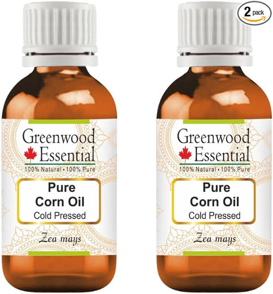 Greenwood Essential Corn Oil (Zea mays) | Cold Pressed | Natural | Undiluted | For Diluting Essential Oils | For Skin & Massage | Men & Women | 30ml X 2 (2 oz)