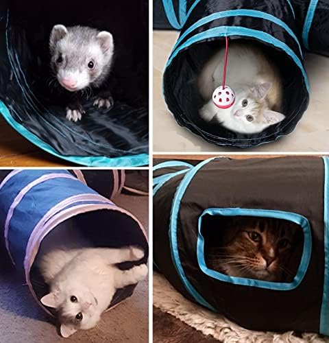 Cat Tunnels, Pet Ferret Rabbit Bunny Tunnels Tubes Subway Habitats, S-Style, DIY Cat Peekaboo Maze House Tent Bed, Kitten Interactive Toy (S Type: 3 Way Tubes)