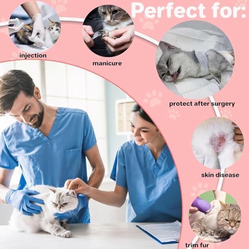 2 Pieces Soft Cat Cone Collar– Adjustable Lightweight Recovery E-Collar to Stop Licking, Scratching & Biting After Surgery, Comfortable Wound Healing Cone Alternative (Pink, M)