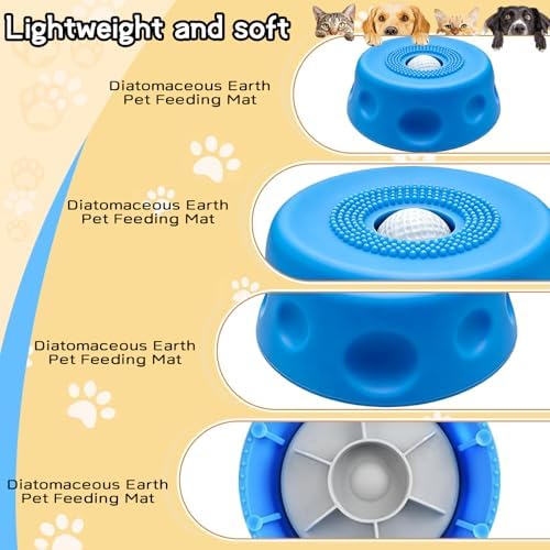 Slow Feeder Lick Bowl for Liquid Dog Treats- Lick Toy for Bone Broth, Rolling Ball Dog Lick Bowl with pet Anti Slip Pads and Cleaning Brushes, Suit for Large Medium Small Dogs&Post-Op