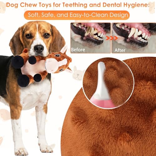 Plush Horse Dog Toy with Squeaker and Crinkle Ears, 6 x 8 x 8 inch