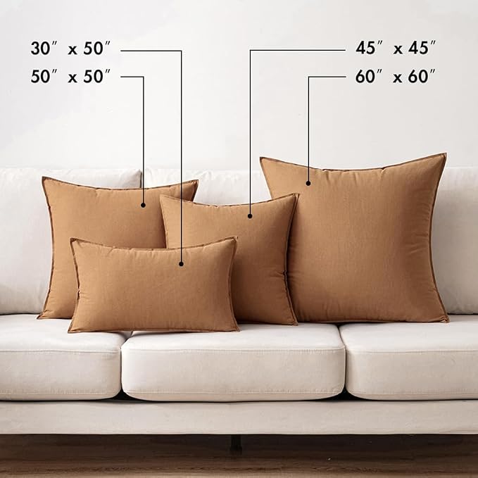 MIULEE Pack of 2 Decorative Linen Pillow Covers 22x22 Inch Brown | Boho Farmhouse Modern, Soft Accent Throw Pillows, Neutral Cushion Covers, Home Decor for Bed Sofa Couch Living Room