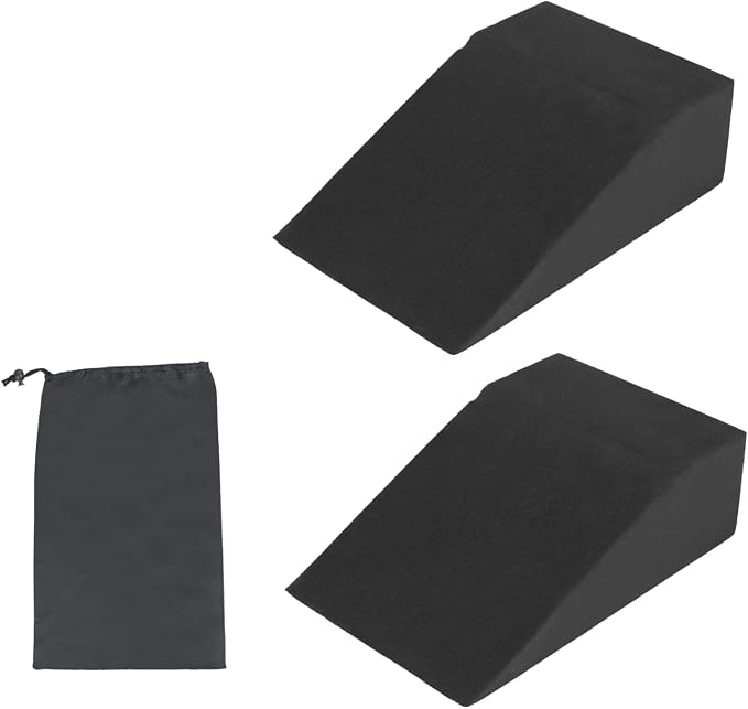 Non-Slip 2-Pack Squat Wedge Block for Men & Women, Heel Elevated Squat Wedges for Barbell & Goblet Squats, Weightlifting, Calf Raises, Ankle Mobility & Balance, High-Density Foam Slant Boards with Storage Bag