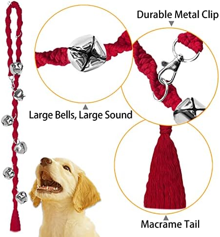 Dog Bells to Go Outside, Potty Training Bell, Handmade, Adjustable | Handmade with Premium Yarn, Twisted Style, Clear Jingle, Dog Potty Bell, Dog Door Bell.