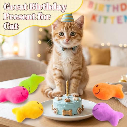 L1rabe Goldfish Cracker Catnip Toys for Cats, 5 Pcs Colorful Cat Chew Toys