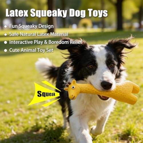 SCHITEC Latex Squeaky Dog Toys, Animal Toy Set for Small Puppies & Medium Breed Dogs, Interactive Puppy Play for Boredom Relief