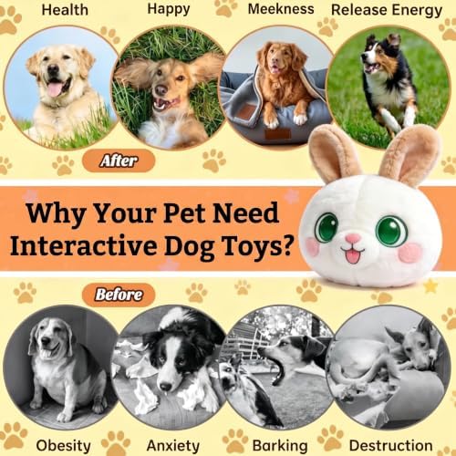 Interactive Dog Toy, 3 Modes Bouncing Talking Squeaky Dog Toy(Rabbit)