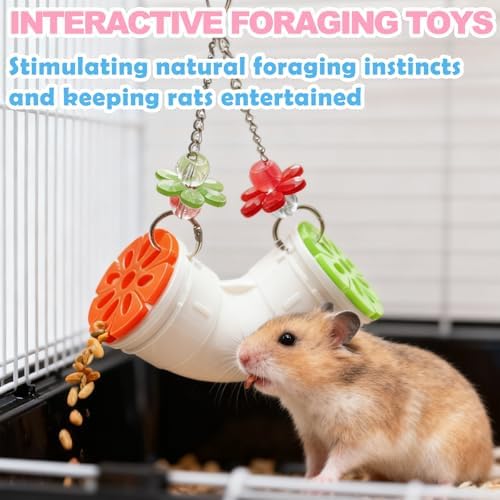 Rat Enrichment Toys, Hanging Tube Mice Treat Dispenser, Slow Feeder
