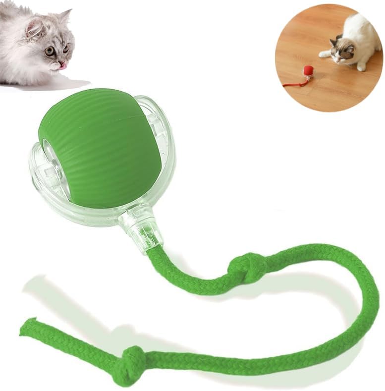 Interactive Cat Toys Balls,Automatic Moving Cat Balls, Cat Toys for Bored Indoor Cats（Green）