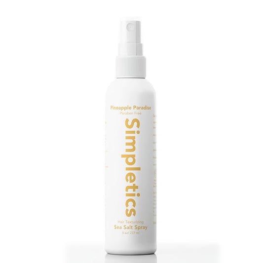 Simpletics Himalayan Sea Salt Hair Spray (Pineapple Scent) – Natural 5-Ingredient Formula for Beach Waves & Volume – Light Hold, Non-Greasy, Paraben & Sulfate Free – Unisex 8 fl oz