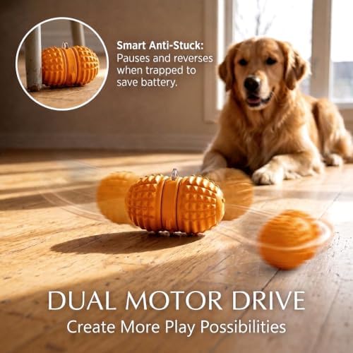 Smart Interactive Dog Toy, 8 Modes Automatic Rolling Ball with a Recording Function, Food-Grade Rubber Material Interactive Dog Ball for Medium and Large Dogs