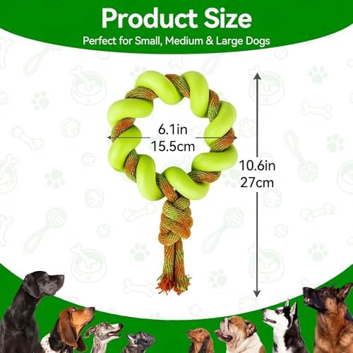 ALL FOR PAWS 6.1" Dog Ring Toy, Flying Ring for Fetch, Training & Outdoor Play, TPR Foam & Rope Dog Toy for Throwing, Catching, Tug Toys for Small, Medium & Large Dogs