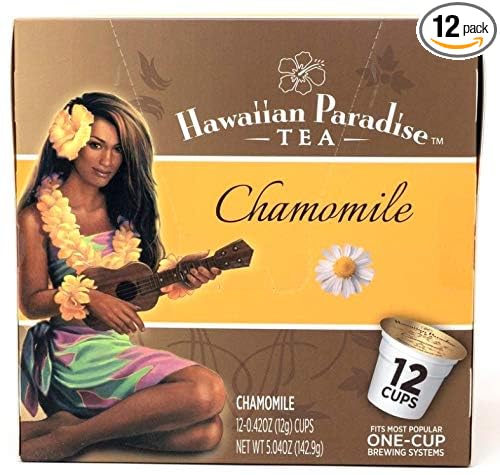 Hawaiian Paradise Tea (Chamomile) Cups - Single Serve Cups 12 Count - Sustainably Produced in Hawaii, USA - Compatible with Keurig K-Cup Brewers -