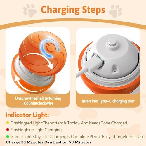 Bubs Bounce Ball (Orange) Smart Jumping Ball Toy for Dogs, Duraspin Dog Bouncing Ball, Interactive Bouncing Toys for Puppy Toys