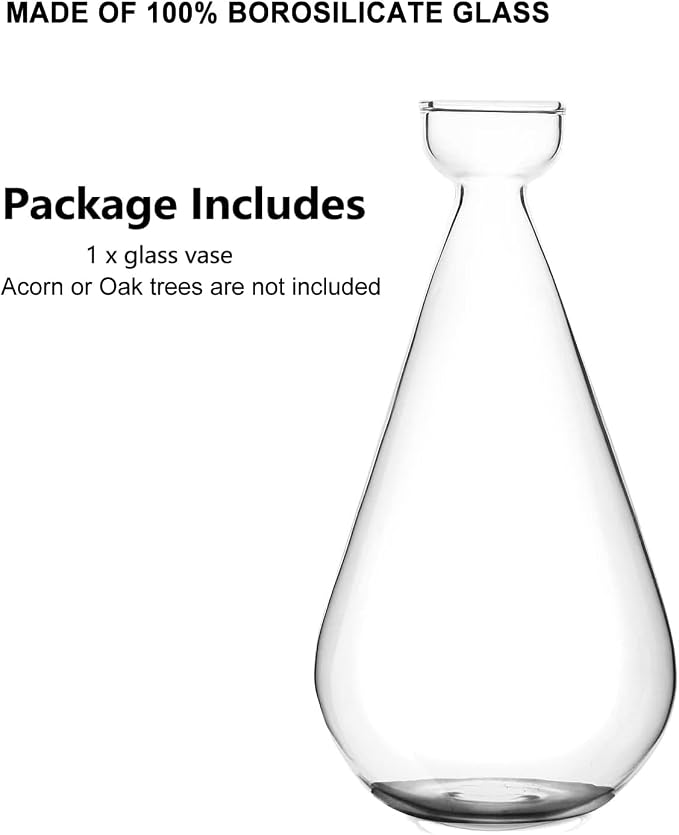 Acorn Seed Vase Droplet Shaped Clear Glass Oak Sprout Vase Seed Starter Planter Pot Gartely Acorn Tree Starter Growing Kit Propagation Vases Grow Acorn Trees at Home Gardening Lover Gifts