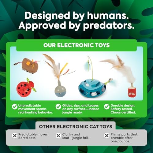 SmartyKat Hidden Hijinks Toy for Indoor Cats & Kittens, Electronic Interactive Motion Toy, Featuring Teaser Wand, Plus Replaceable Batteries Included