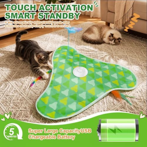Interactive Cat Toy, Hide and Seek with Feather & Butterfly for Indoor Cats