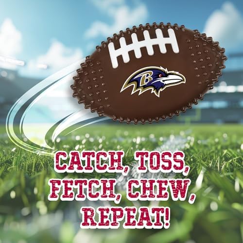 NFL Baltimore Ravens Mega-chew Hard Nylon Bacon-flavored Dog Bone Football Chew Toy. Interactive Tasty Fun Dog Chewy Toys Indestructible Strong Durable Tough Pet Biting Playtoy for Aggressive Chewers