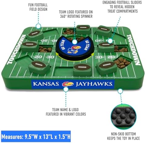Pets First NCAA Kansas Large Puzzle Toy - Interactive Dog Treat & Slow Feeding Toy
