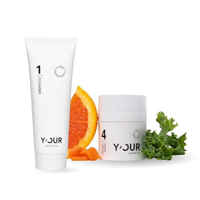 Y'OUR Non-Toxic, Pregnancy-Safe Skincare Set – 2-Step System with Cleanser & Night Cream – Soothing & Rejuvenating – Gentle and Non-Comedogenic Formula. Holiday Gift Bundle