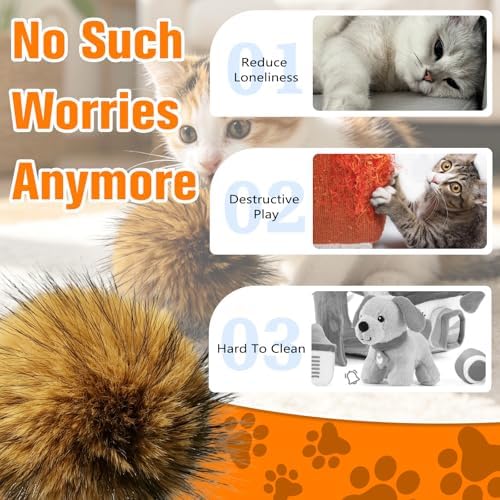5PCS Cat Toy Faux Rabbit Fur Ball, Soft Fluffy Rabbit Fur Catnip Ball Cat Toys for Indoor Cats, Washable & Fun to Chase for Interactive Bonding