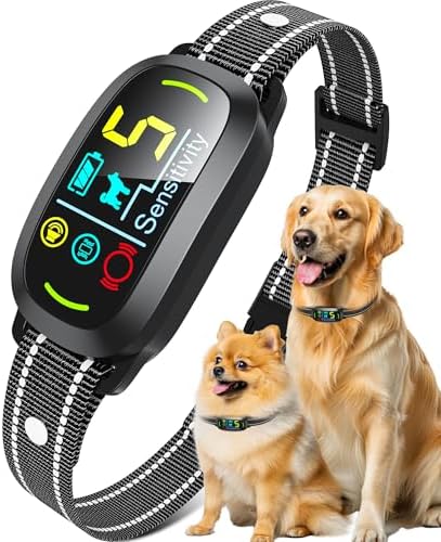 Bark Collar for Small Medium Large Dogs with 5 Training Modes, Black | AI Bark Recognition, Effective Anti Barking Device with 5 Sensitivity Levels, Rechargeable IP67 Waterproof Anti Bark Collar