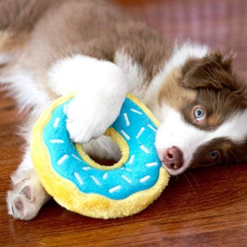 ZippyPaws Donutz No Stuffing Dog Toys to Keep Them Busy - Blueberry Donut