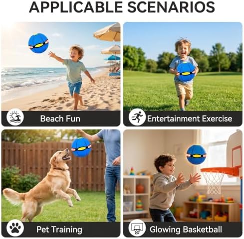 Magic Bouncing Ball, Pop Up Balls, Flying Saucer Ball Toy with 6 - Lights, Durable Material Supports Repeated Indoor/Outdoor Family and Pet Play (Blue)