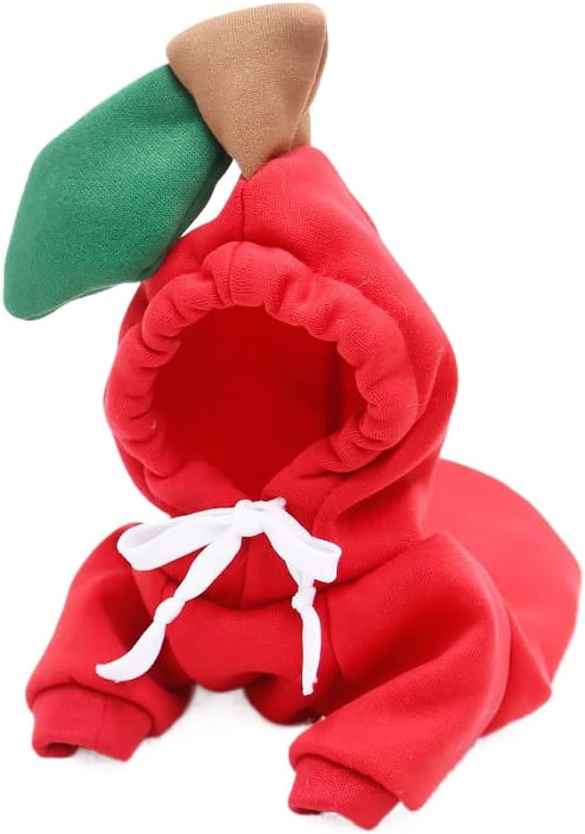 Dog Hoodie Warm Autumn Winter Pet Sweatshirt (Red Apple Hoodie,L) | Cute styling Pet Clothing Coat For 2-25 Lbs Small Medium Dog Cat French Bulldog Chihuahua Pug Boston Terrier Poodle Dachshund