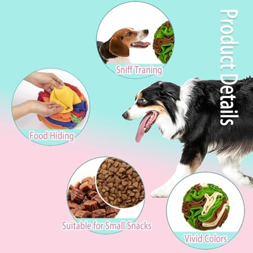 Dog Snuffle Ball, Dog Treat Toys Interactive Sniff Ball, Dog Enrichment Snuffle Ball Dog Puzzle Feeder for Exercise,Sniff Training& Slow Feeding (Avocado, 15cm)