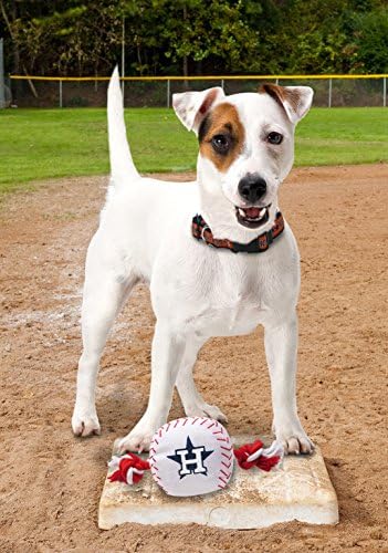 Pets First MLB Houston Astros Baseball Rope Toy for Dogs & Cats. Tough Nylon, Sporty Baseball Design, Heavy-Duty Ropes with Inner Squeaker
