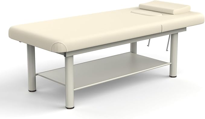 Professional Stationary Massage Table with Adjustable Backrest, PU Leather, Removable Headrest, Metal Frame, Heavy-Duty Spa Bed | Physical Therapy Facial Salon Tattoo Bed - 31.5'' W x 75'' L