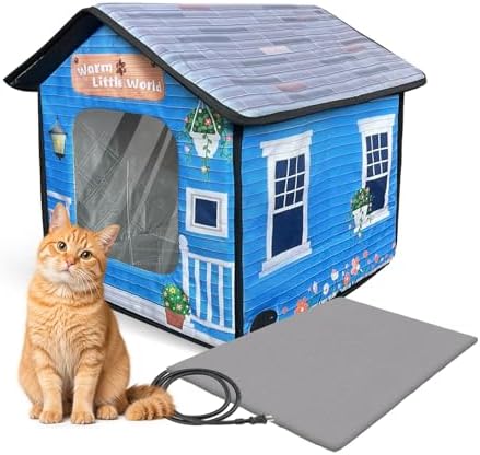 Outdoor Cat House Watherproof,Durable Heated and Igloo Houses for Cats Outside,Dual Escape Door,Insulated,Easy Assembly Safety Outside Pet Shelter in Winter/Summer