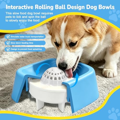 Slow Feeder Dog Bowls for Liquid Treat Wet Food Blue