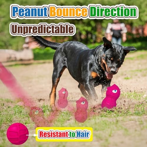 HOLYSTEED Squeaky Dog Toys for Large Dogs, Latex Peanut Dog Squeak Balls
