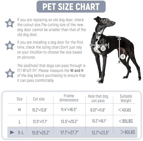[Petoasis] 3-Flaps Heavy-Duty Dog Door for Wall,Rustproof Aluminum Frame | Energy-Efficient,Thick Flaps Block Wind Snow Rain Intrusion in Extreme Weather (Black, XLarge for Wall)
