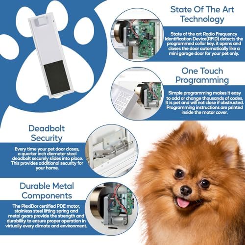 PlexiDor Performance Pet Doors Electronic Dog Door Large Door Mount - White