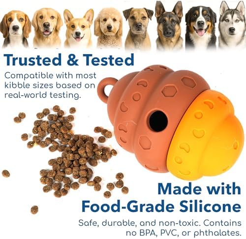 Race&Herd Dog Puzzle Toy, Dog Treat Toy for Enrichment, Treat Dispensing Toys for Mental Stimulation, Feeder Topple Toy, Food Puzzle Feeder and Puppy Treat Dispenser for Boredom Relief